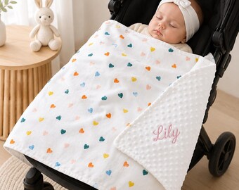 名入れ可能な幼児用トラベルブランケット、名前入りコットンミンキーベビーカーブランケット、子供用ロードトリップお泊まりブランケット、刺繍入りトラベルギフト