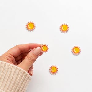 Mini Sun Iron On Patch, Embroidered Sunshine Applique for Hats Jackets and Bags, Cute Summer DIY Sewing Patch, Set of 10