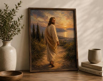 Come Follow Me Jesus Portrait PNG, Christian Wall Art Print, Oil painting of Jesus Christ, Catholic and LDS Artwork (Digital Download)
