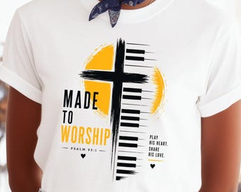 Piano cristiano PNG, Hecho para adorar PNG, Salmo 95:1 Diseño de música cristiana, Piano de adoración PNG, Descarga digital religiosa