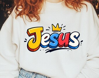 Jesus PNG Design, Christian Sublimation PNG, Cute Jesus Graphic, Faith PNG for T-Shirt, Christian Digital Download