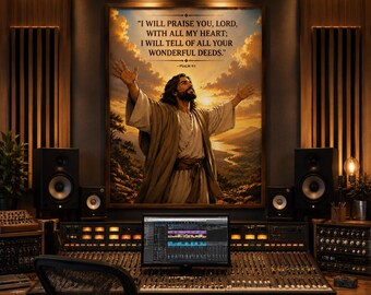 Christian Sublimation PNG, Psalm 9:1 Bible Verse Print, Jesus Wall Art Digital Download, Faith Tumbler Design PNG