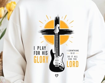 Guitarra cristiana PNG, Toco para su gloria PNG, 1 Corintios 10:31 PNG, Diseño de músico religioso, Fe PNG Descargar