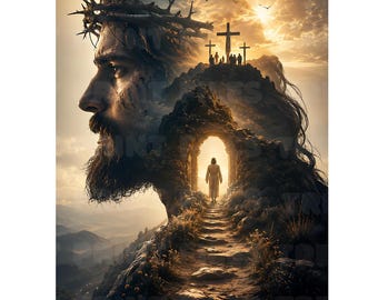 Jesus Christ PNG, Christian Religious Artwork, Crown of Thorns PNG, Faith Sublimation Design, Christian Digital Download
