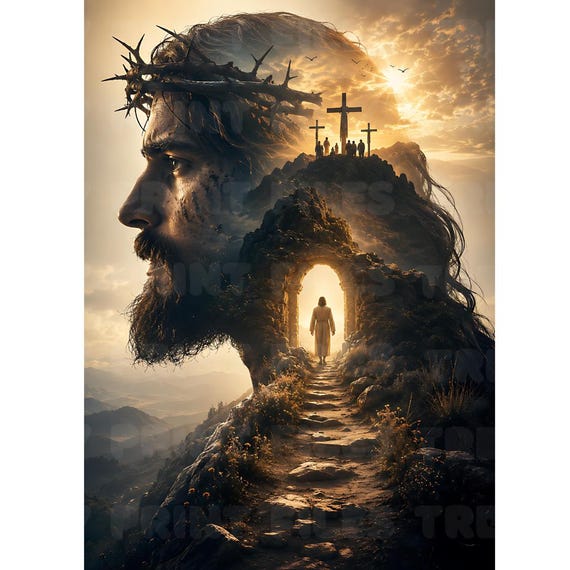 Jesus Christ PNG, Christian Religious Artwork, Crown of Thorns PNG, Faith Sublimation Design, Christian Digital Download