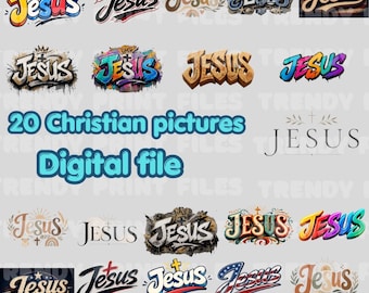 20 Jesus PNG Bundle, Christian PNG Bundle, Religious Sublimation Designs, Jesus Clipart, Christian Tumbler PNG, Digital Download
