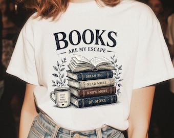 Books Are My Escape PNG, Book Lover Sublimation Design, Reading Quote Digital Download, Printable Bookish Artwork