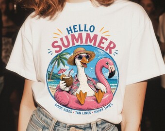 Silly Goose Summer PNG, Funny Goose Beach, Cute Margarita Goose Graphic, Girly Tropical Vacation Shirt Sublimation