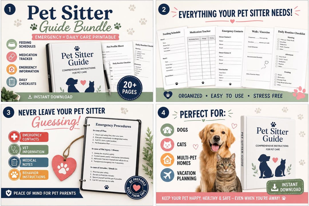 Pet Sitter Guide Printable Binder | Pet Care Instructions Template ...
