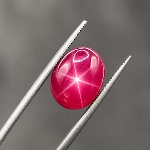 6 Rays Asterism Natural 11.9Ct Burmese Star Ruby Cabochon Untreated Red Ruby Gemstone GCI Certified Loose Ruby for Ring Pendant Astrology