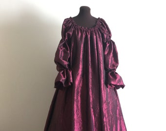 Burgundy Wine Fantasy Crinkle Taffeta Renaissance Pirate Style Chemise Under dress Gown Other Colors