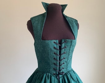 Hunter Green Damask Irish Renaissance Over Gown Dress Made to Fit you!!! Limited Quantity