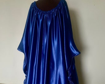 Dark Blue Satin  Fantasy Charmeuse Satin Angel Renaissance Chemise Under dress Gown med/large ready to ship!