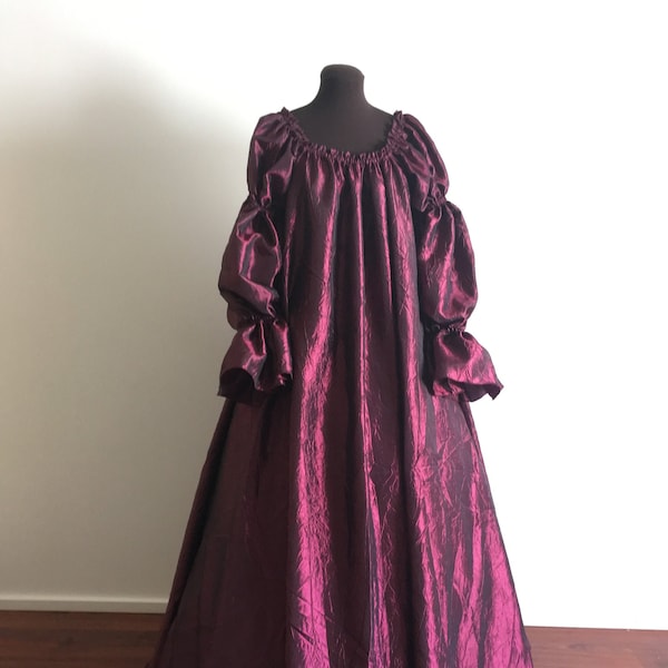 Burgundy Wine Fantasy Crinkle Taffeta Renaissance Pirate Style Chemise Under dress Gown Other Colors