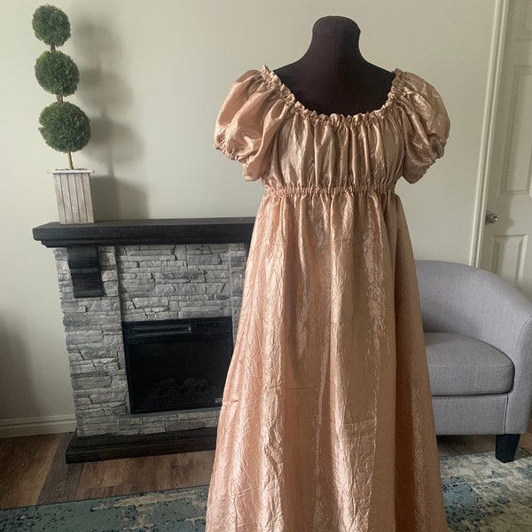 Bridgerton Pale Gold Champagne Full-length Taffeta Dress Renaissance Regency Ready to Ship  Cosplay Pride and Prejudice Jane Austen Large