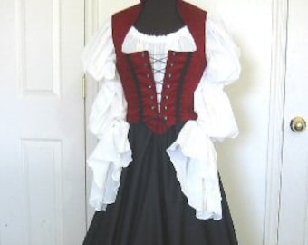 Lady Pirate Renaissance  Costume 3-Piece set made to fit YOU Dress Skirt Bodice Blouse any color