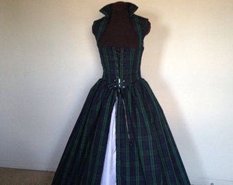 Blackwatch Stewart and Blue Tartan Plaid Renaissance Celtic Irish Scottish Renaissance Gown Dress made for you, limited quantity available!