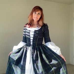 desree10 Stewart Green Navy Tartan Plaid Renaissance Christmas Outlander Scottish Renaissance Gown Dress Made to Fit You Other Tartans Available