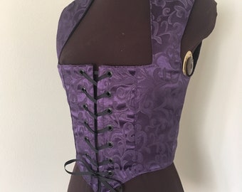 Dark Purple Brocade Pirate Renaissance Bodice for costume or cosplay choose your size QUICK ship!