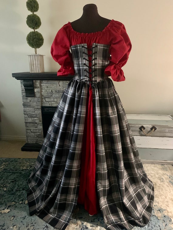 green emerald velvet dress Guizio Leila Tartan Dress Tartan Multi / S