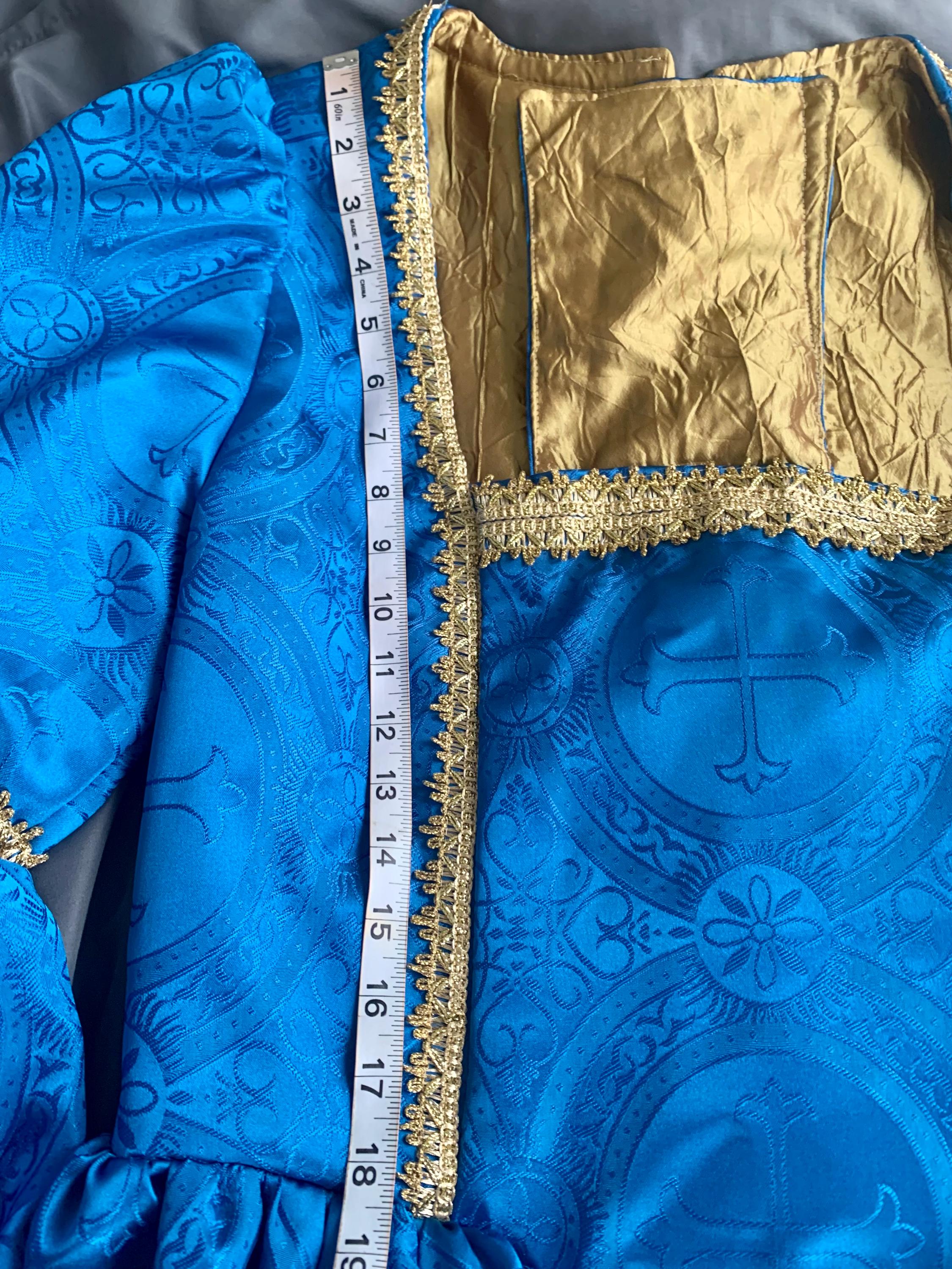 Royal Blue and Gold Renaissance Dress Tudor Inspired Gown Great Sleeves 47 Bust 37 Waist Ready to Ship!