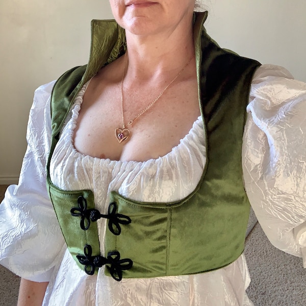 Spencer Style Vest Bodice sleeveless Jacket Regency Pride and Prejudice Emma Inspired Renaissance  Belly Dance Cropped