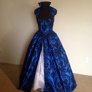Royal Blue, Red, White, Purple and Emerald Green BlaCk Fantasy Renaissance Over Gown Dress made for you!!!