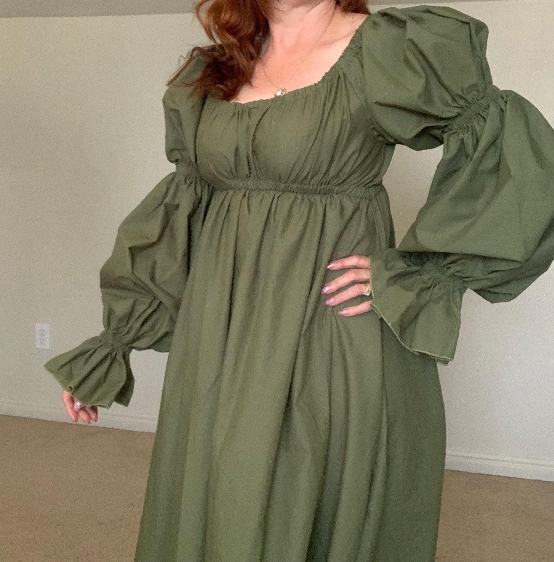 green emerald velvet dress Pride and Prejudice Vintage Linen Strap Dress Blouse Set – Retro Fairy main image 1