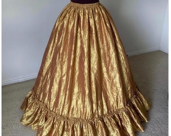 ¡Falda de tafetán ultra voluminosa con volantes! ¡Vestido renacentista, de la Guerra Civil, para cosplay o estilo gitano de fantasía! Colores: dorado, azul, rojo, negro, plateado, morado y verde.