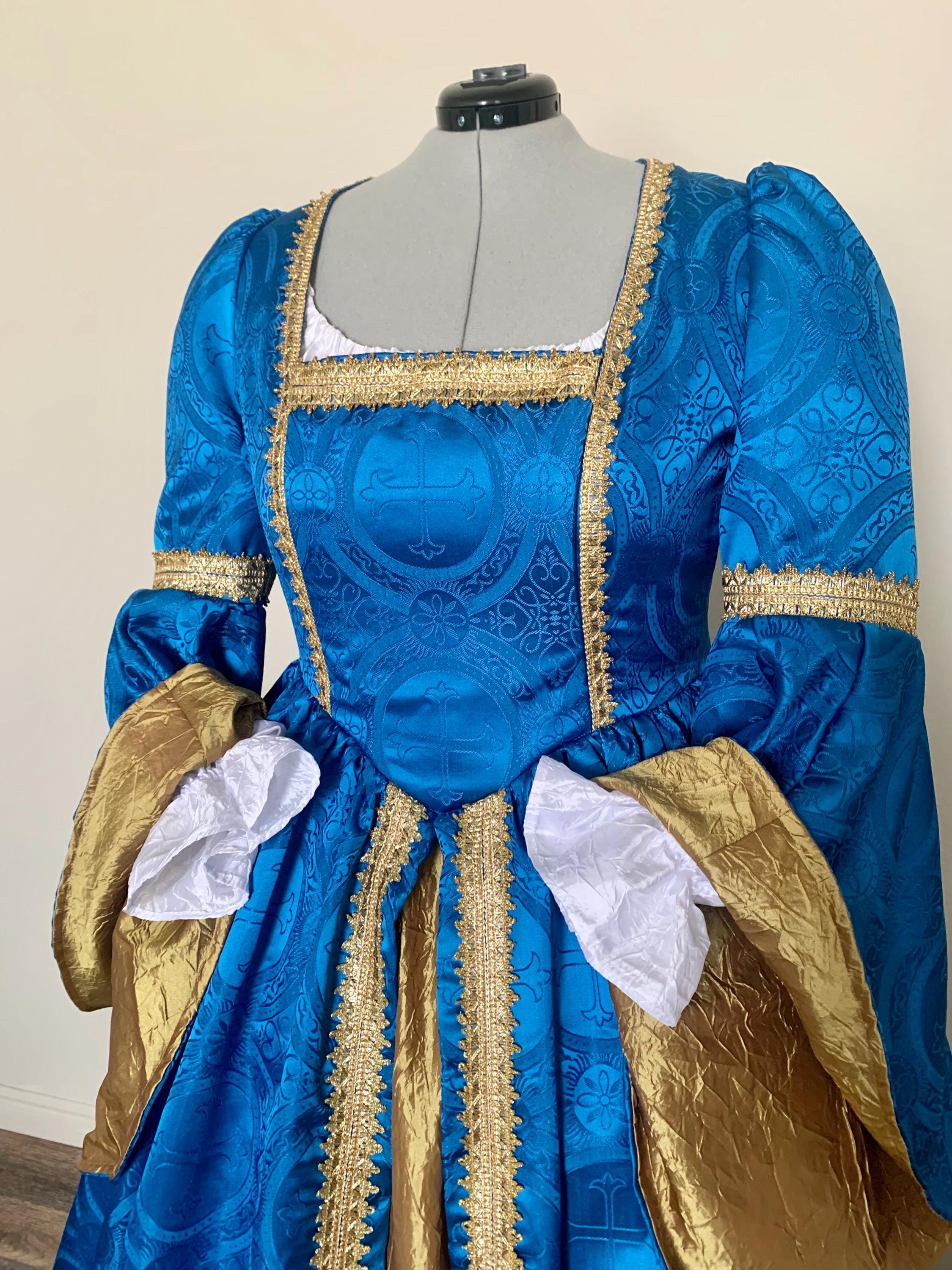 Royal Blue and Gold Renaissance Dress Tudor Inspired Gown Great Sleeves 47  Bust 37 Waist Ready to Ship! - Etsy Israel