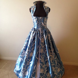 Pale Blue and white Fantasy Renaissance Over Gown Dress made for you. Pink available too!