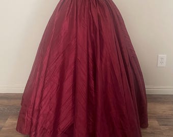 Ultra full taffeta Skirt! Renaissance Civil War Burgundy Red Wine, Fantasy Goth Gypsy under dress ready to ship!