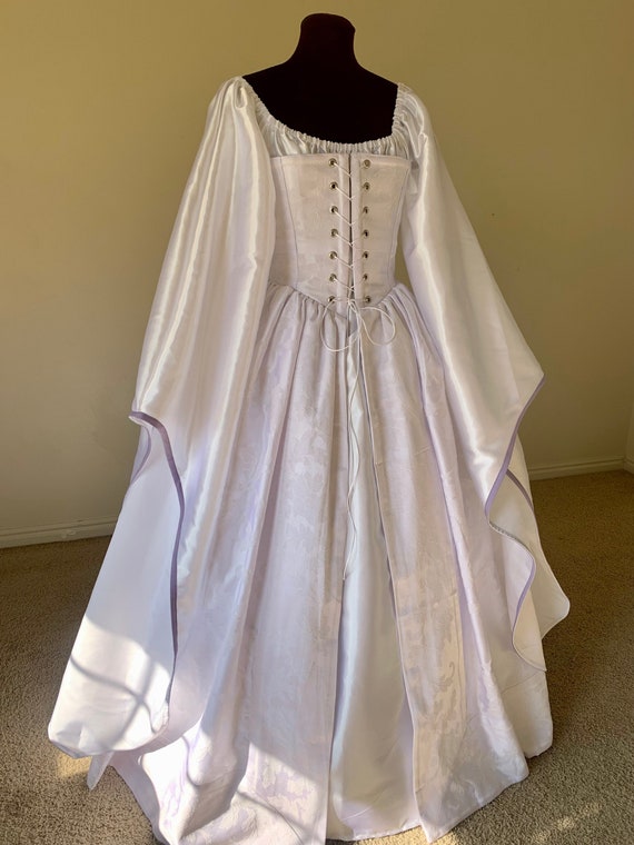 Bridal White Corset Gown and Satin Wedding Angel Chemise Fantasy Renaissance Over Gown Dress Made for You! - Etsy Bridal White Corset Gown and Satin Wedding Angel Chemise Fantasy Renaissance Over Gown Dress Made for You! - Etsy
