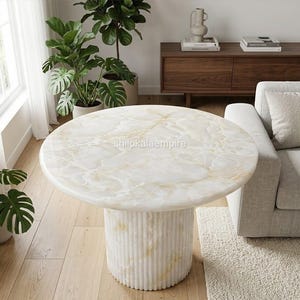 Handmade White Onyx Coffee Table | Luxury Natural Stone Centerpiece