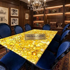 Handcrafted Agate Dining Table | Natural Stone Gemstone Furniture, Polished Finish