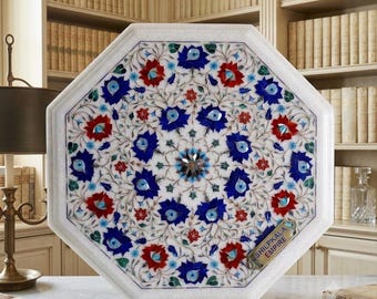 Custom Marble Inlay Table | Handmade Pietra Dura Floral Marble Furniture | Luxury Home Decor