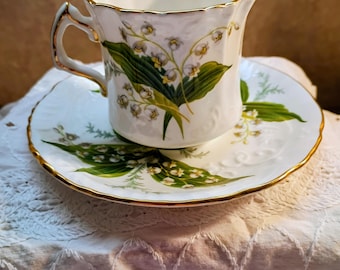 Vintage Hammersley Co. Fine Bone China Teacup & Saucer | Lily of the Valley Pattern 4958