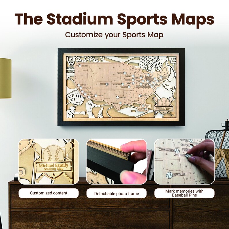 Personalized MLB Stadium Map – Handmade Baseball Stadium Tracker ...