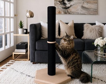 Tall Cat Scratch Pole, Vertical Floor Cat Scratching Post with Natural Wood Base for Stretching and Claw Care