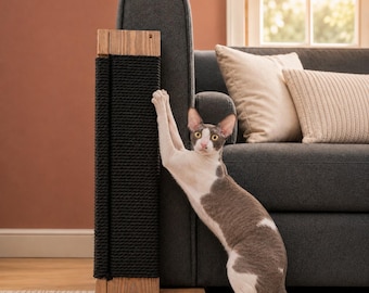 Couch Corner Cat Scratcher, Corner Scratching Post for Cats, Couch Furniture Protector, Double Sided Pine Wood Scratch Guard