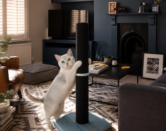 Living Room Cat Scratching Post, Modern Floor Cat Pole with Eco Wood Base and Long Lasting Rope for Cats