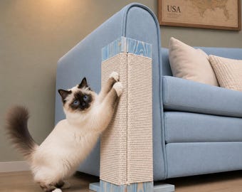 Tall Cat Scratcher for Sofa, Vertical Scratching Post for Stretching Cats, Sofa Furniture Protector, Natural Pine Wood Cat Post