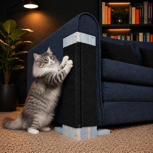 Rascador para gatos de esquina de sofá, protector contra daños en el sofá, protector de arañazos de cuerda de madera de pino de doble cara