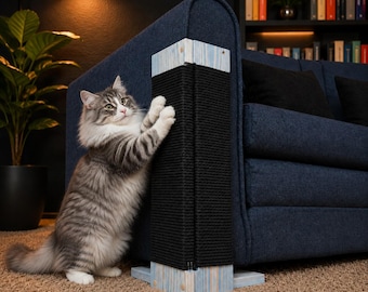 Couch Corner Cat Scratcher, Sofa Damage Protector, Double Sided Pine Wood Rope Scratch Guard