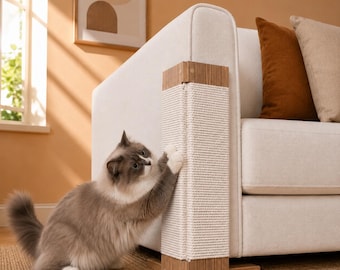 Armrest Cat Scratcher, Cat Scratching Post for Sofa Armrest, Couch Arm Protector, Pine Wood Furniture Scratch Guard