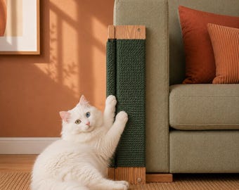 Couch Arm Cat Scratcher, Cat Scratching Post for Couch Arm, Couch Furniture Protector, Reversible Wood Cat Scratch Post