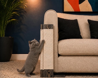 Heavy Duty Sofa Cat Scratcher, Couch Armrest Protector, Double Sided Pine Wood Cat Scratch Post