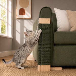 Cat Scratcher for Sofa and Chair Arms, Couch Protector, Reversible Eco Wood Rope Scratch Post