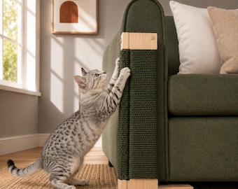 Cat Scratcher for Sofa and Chair Arms, Couch Protector, Reversible Eco Wood Rope Scratch Post