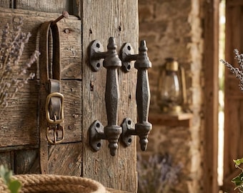 Cast Iron Gate Handles Set | Rustic Farmhouse Door Pulls (Set of 2)
